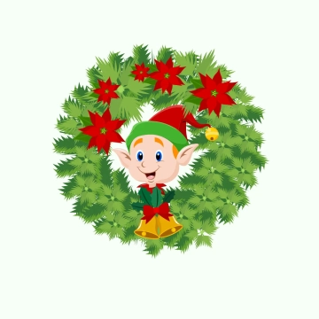 Free Christmas Elf Wreath Clipart Template to Edit Online