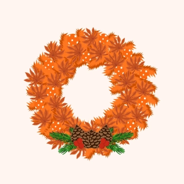 Free Orange Christmas Wreath Clipart Template to Edit Online
