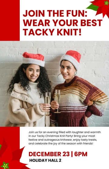 Free Tacky Christmas Knit Party Poster Template to Edit Online