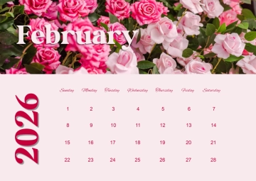 Free Floral February 2026 Calendar Template to Edit Online