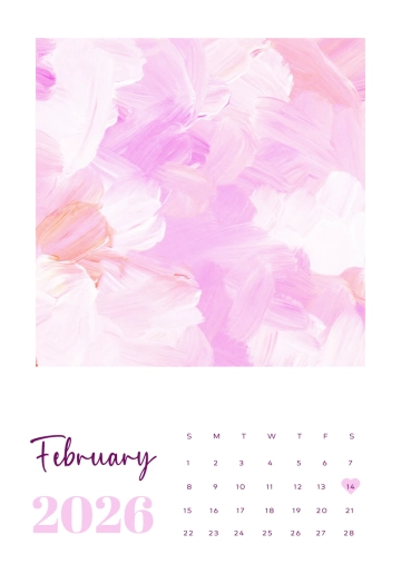 Free Pastel February 2026 Calendar Template to Edit Online