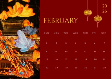 Free Lunar New Year February 2026 Calendar Template to Edit Online