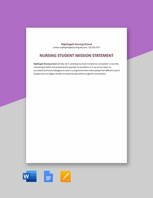 Nursing Student Mission Statement Template