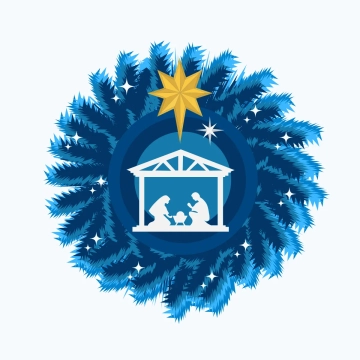 Free Christmas Nativity Star Wreath Clipart Template to Edit Online