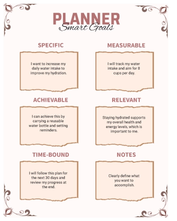 Free Pink and Brown Aesthetic Vintage Smart Goals Planner to Edit Online