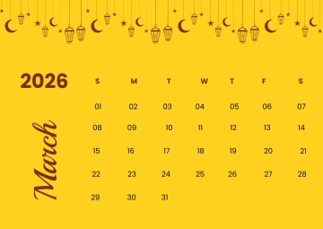 Free Islam March 2026 Calendar Template to Edit Online