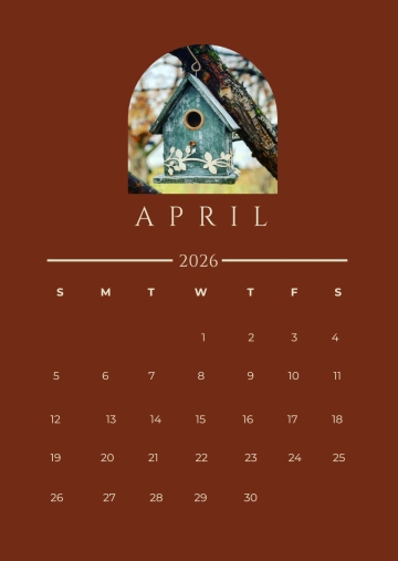 Free Rustic April 2026 Calendar Template to Edit Online