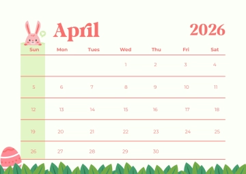 Free Easter Themed April 2026 Calendar Template to Edit Online