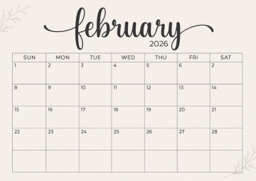 Free Aesthetic February 2026 Calendar Template to Edit Online