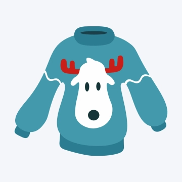 Free White Reindeer Ugly Sweater Clipart Template to Edit Online