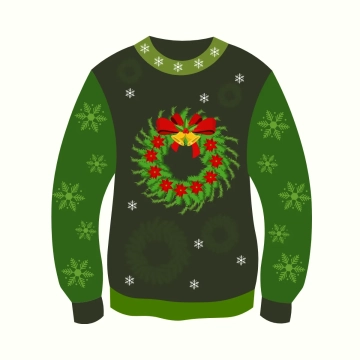 Free Christmas Wreath Ugly Sweater Clipart Template to Edit Online