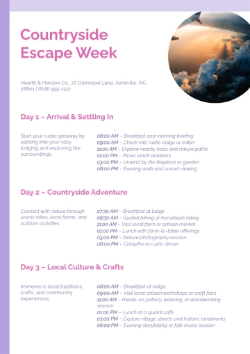 Free Rustic Itinerary Template to Edit Online