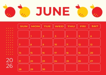 Free Cute June 2026 Calendar Template to Edit Online