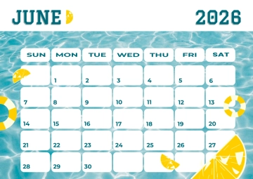 Free June 2026 Summer Calendar Template to Edit Online