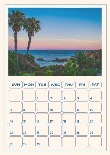 Free June 2026 Beach Calendar Template to Edit Online