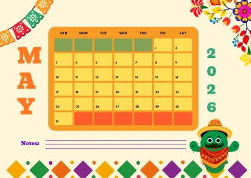 Free May 2026 Mexican Theme Calendar Template to Edit Online
