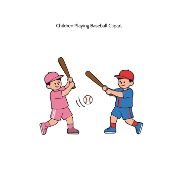 Free Children Playing Baseball Vector Clipart (PNG, SVG) to Edit Online