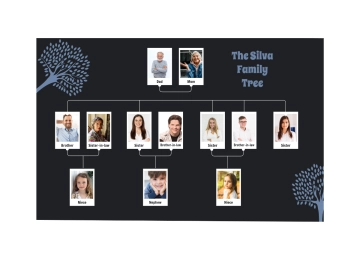Free Classic Blue Black White Family Tree to Edit Online