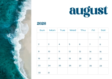 Free August 2026 Event Calendar Template to Edit Online