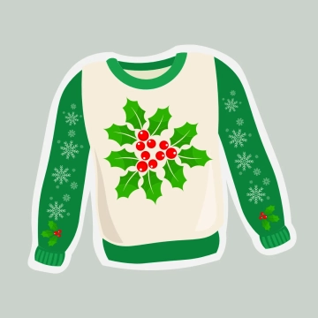Free Holly Christmas Ugly Sweater Clipart Template to Edit Online