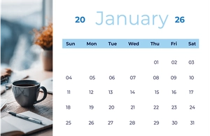 Professional January 2026 Desk Calendar Template