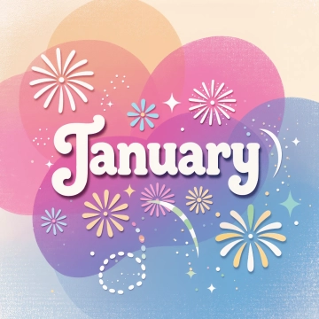 January Cute Illustration Template