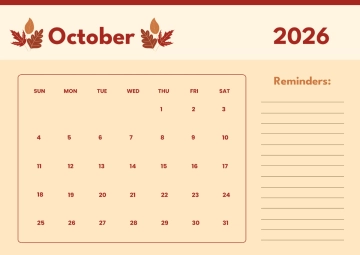 Free Rustic October 2026 Calendar Template to Edit Online