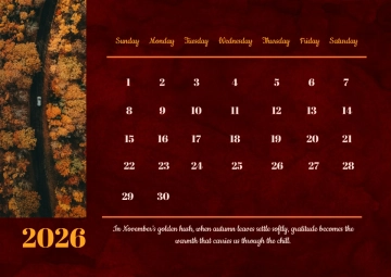 Free November 2026 Gratitude Calendar Template to Edit Online