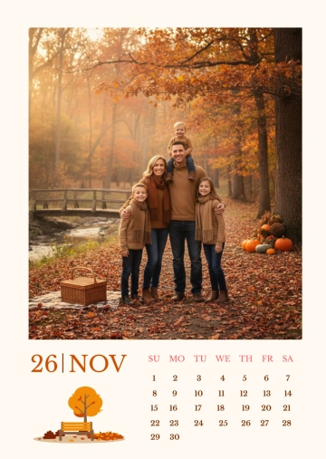 Free November 2026 Family Calendar Template to Edit Online