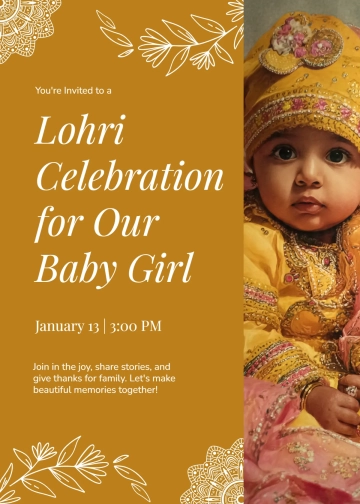 Free Baby Girl Lohri Invitation Template to Edit Online