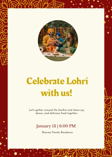 Free Joyous Lohri Invitation Template to Edit Online