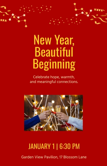 Free Beautiful New Year Poster Template to Edit Online