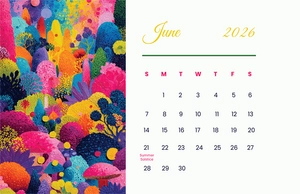 June 2026 Summer Solstice Calendar Template