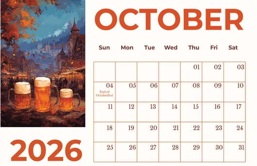 Festive October 2026 Calendar Template