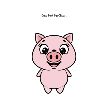 Free Cute Pink Pig Vector Clipart (PNG, SVG) to Edit Online