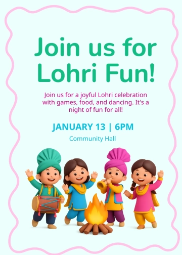 Free Kids Lohri Invitation Template to Edit Online