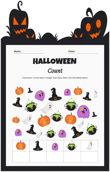 Free Halloween Count Worksheet to Edit Online