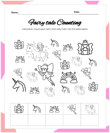 Free Fairy Tale Counting Worksheet to Edit Online