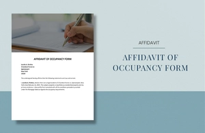 Affidavit of Occupancy Form Template