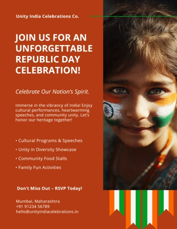 Free Simple India Republic Day Flyer Template to Edit Online