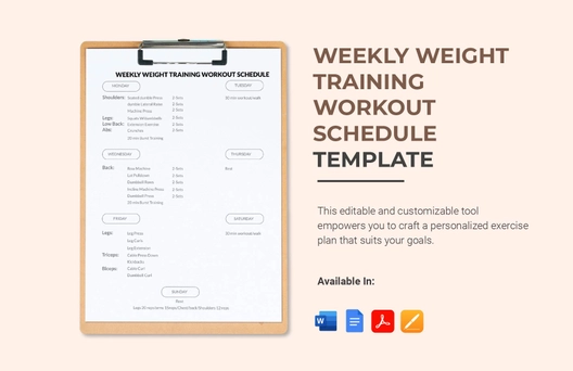 Weekly Weight Training Workout Schedule Template