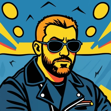 Free Motocyclist Pop Art Photo to Cartoon to Edit Online