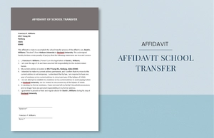 Affidavit School Transfer Template