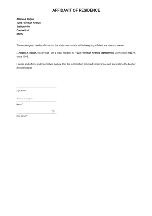 Affidavit of Residence Template