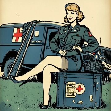 Free Girl Army Vintage Comics Photo to Cartoon to Edit Online