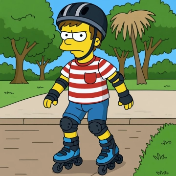 Free Boy Roller Blade Simpson Photo to Cartoon to Edit Online