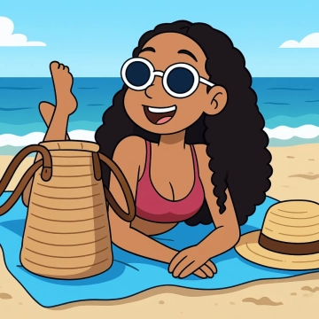 Free Girl In The Beach Sunnyshore Photo to Cartoon to Edit Online