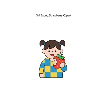 Free Girl Eating Strawberry Vector Clipart (PNG, SVG) to Edit Online
