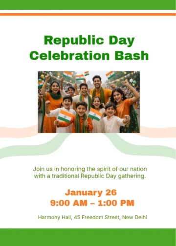 Free India Republic Day Party Invitation Template to Edit Online