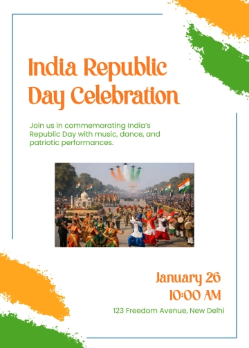 Free India Republic Day Celebration Invitation Template to Edit Online